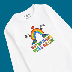 EVERY THING WILL BE OK PRINTED WHITE COLOR BOYS LONG SLEEVE T.SHIRT
