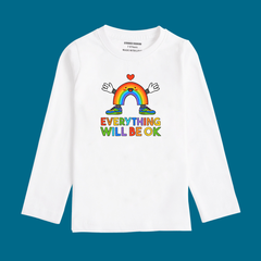 EVERY THING WILL BE OK PRINTED WHITE COLOR BOYS LONG SLEEVE T.SHIRT