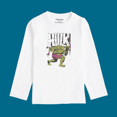 HULK PRINTED WHITE COLOR BOYS LONG SLEEVE T.SHIRT