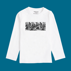 NON-STOP PRINTED WHITE COLOR BOYS LONG SLEEVE T.SHIRT