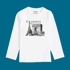 TREASURE PRINTED WHITE COLOR BOYS LONG SLEEVE T.SHIRT
