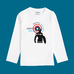 CAPTAIN AMERICA PRINTED WHITE COLOR BOYS LONG SLEEVE T.SHIRT