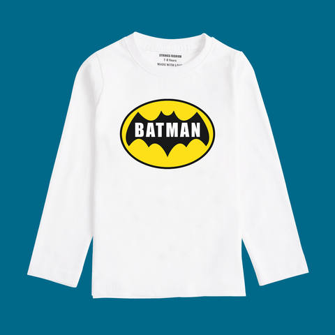 BATMAN PRINTED WHITE COLOR BOYS LONG SLEEVE T.SHIRT