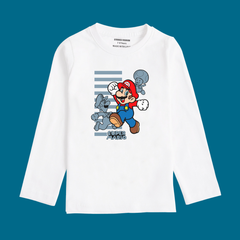 MARIO BROS PRINTED WHITE COLOR BOYS LONG SLEEVE T.SHIRT