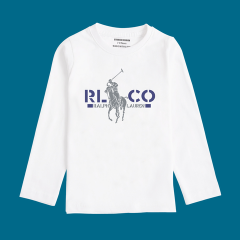 POLO PRINTED WHITE COLOR BOYS LONG SLEEVE T.SHIRT