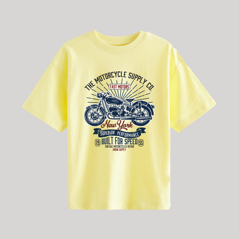 DIGITAL PRINTED FAST RACER JUNIOR YELLOW COLOR BOYS T.SHIRT
