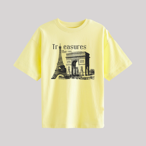 TREASURE PRINTED YELLOW JUNIOR BOYS T-SHIRT