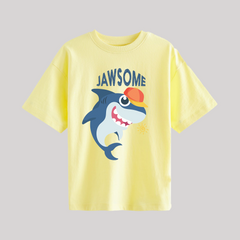 JAWSOME PRINTED YELLOW JUNIOR BOYS T.SHIRT