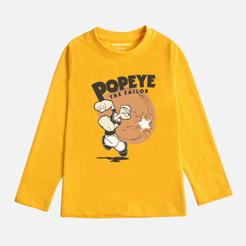 POPEYE LEMON YELLOW BOYS LONG SLEEVE T-SHIRT