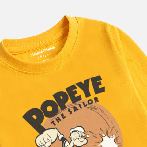 POPEYE LEMON YELLOW BOYS LONG SLEEVE T-SHIRT