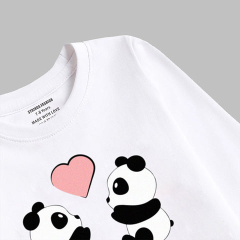 PANDA COUPLE SNOW-WHITE GIRLS LONG SLEEVE T-SHIRT