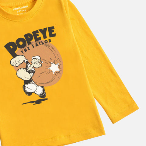 POPEYE LEMON YELLOW BOYS LONG SLEEVE T-SHIRT