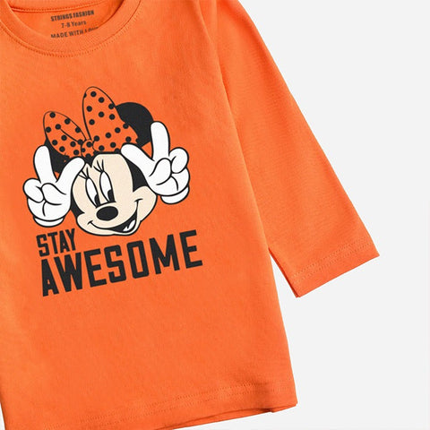 DIGITAL PRINTED STAY AWESOME MOCK ORANGE GIRLS LONG SLEEVE T.SHIRT