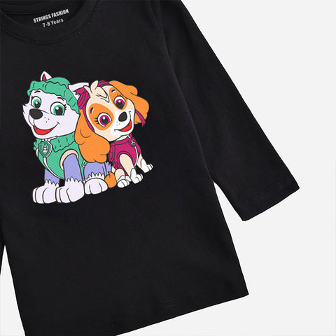 DIGITAL PRINTED PAW PATROL JET BLACK GIRLS LONG SLEEVE T.SHIRT