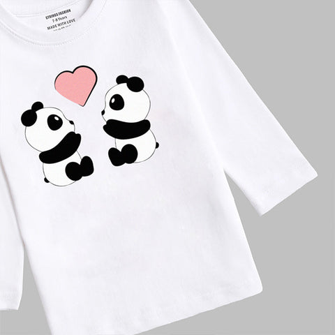 PANDA COUPLE SNOW-WHITE GIRLS LONG SLEEVE T-SHIRT