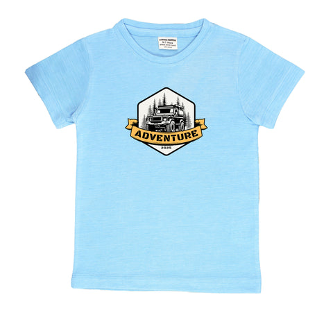 SKY BLUE GRAPHIC T-SHIRT PRINTED ADVENTURE