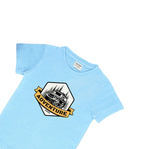 SKY BLUE GRAPHIC T-SHIRT PRINTED ADVENTURE