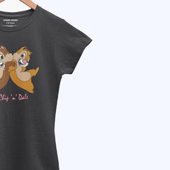 DIGITAL PRINTED CHIP & DALE JUNIOR JET BLACK COLOR GIRLS T.SHIRT
