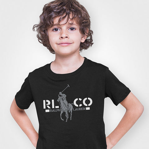 DIGITAL POLO PRINTED BLACK JUNIOR BOYS T.SHIRT