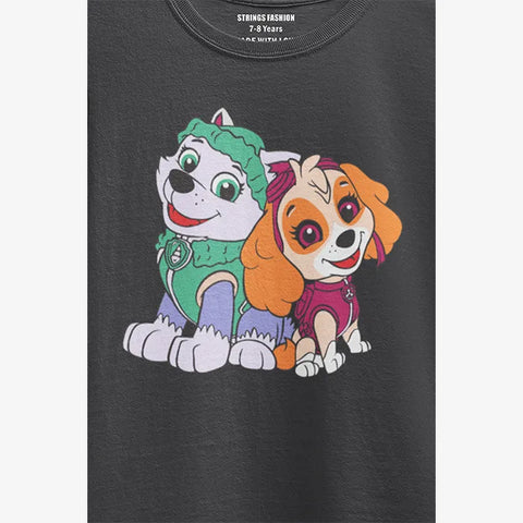 PAW JUNIOR BLACK GIRLS T.SHIRT