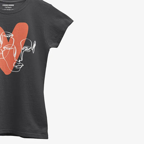 HEART CALIGRAPHY JUNIOR BLACK GIRLS T.SHIRT