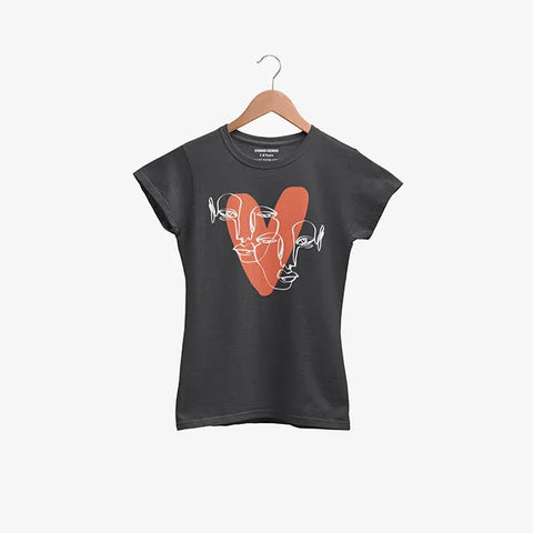 HEART CALIGRAPHY JUNIOR BLACK GIRLS T.SHIRT