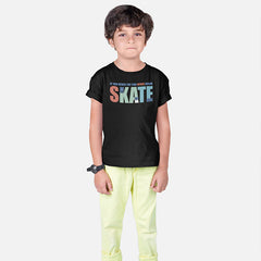 DIGITAL SKATE PRINTED BLACK JUNIOR BOYS T.SHIRT