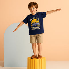 BEACH BOUND BOYS SHORT SLEEVE NAVY T.SHIRT & FOOTBALL PRINTED SHORTS (SF-28403)