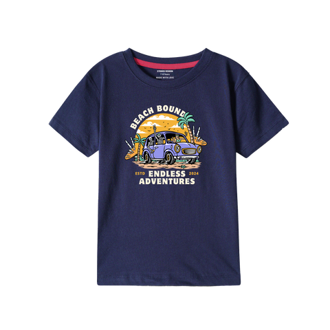 BEACH NAVY PRINTED BOYS T.SHIRT
