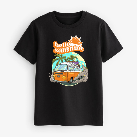 HELLO SUNSHINE PRINTED BLACK JUNIOR BOYS T.SHIRT