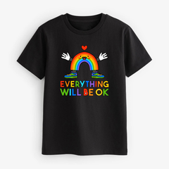 EVERYTHING WILL BE OK PRINTED BLACK JUNIOR BOYS T.SHIRT