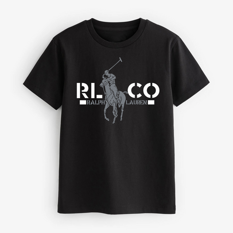 DIGITAL POLO PRINTED BLACK JUNIOR BOYS T.SHIRT