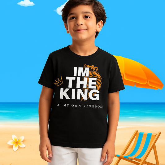 I'M THE KING BOYS SHORT SLEEVE BLACK T.SHIRT & FOOTBALL PRINTED SHORTS 1024