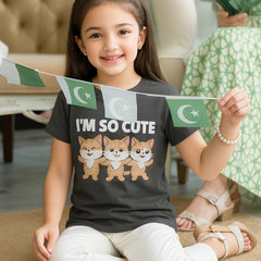 DIGITAL PRINTED I’M CUTE JUNIOR JET BLACK COLOR GIRLS T.SHIRT