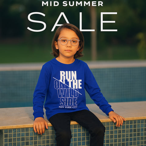 RUN ON THE WILD SIDE PRINTED NAVY PEONY COLOR BOYS LONG SLEEVE T.SHIRT