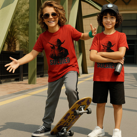 SOLDIER BOYS SHORT SLEEVE MEHROON T.SHIRT &  SHORTS (SF-29316)
