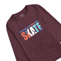 SKATE PRINTED BURGUNDY COLOR BOYS LONG SLEEVE T.SHIRT