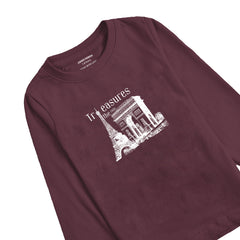 TREASURE PRINTED BURGUNDY BOYS LONG SLEEVE T.SHIRT