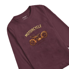 VINTAGE BIKE BURGUNDY BOYS LONG SLEEVE T.SHIRT