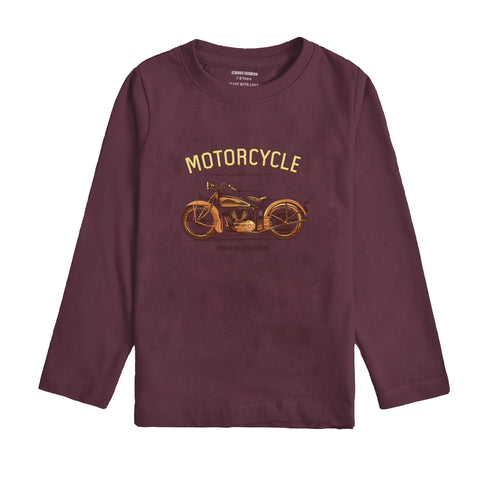 VINTAGE BIKE BURGUNDY BOYS LONG SLEEVE T.SHIRT