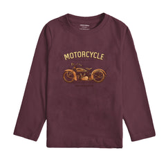 VINTAGE BIKE BURGUNDY BOYS LONG SLEEVE T.SHIRT