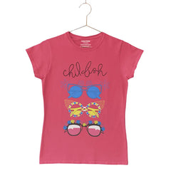 PRINTED CHILL FISH PARADISE PINK JUNIOR GIRLS T-SHIRT