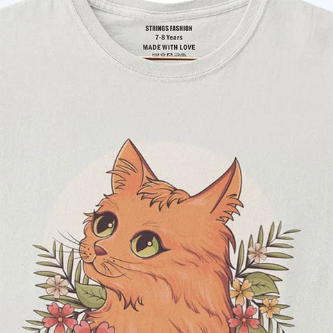 DIGITAL PRINTED CUTE CAT SNOW WHITE JUNIOR GIRLS T.SHIRT