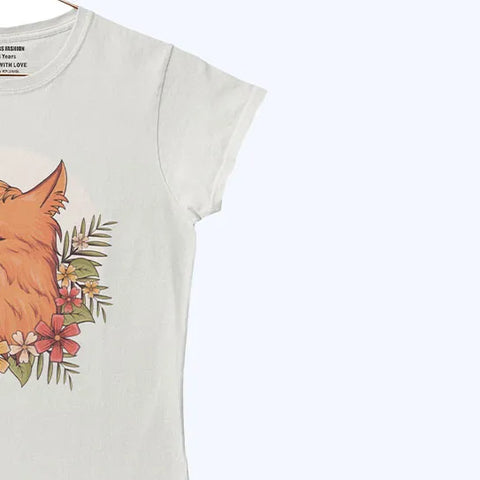 DIGITAL PRINTED CUTE CAT SNOW WHITE JUNIOR GIRLS T.SHIRT