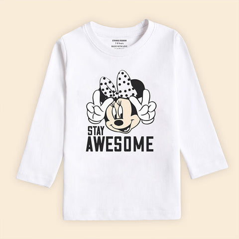 DIGITAL PRINTED STAY AWESOME SNOW-WHITE GIRLS LONG SLEEVE T.SHIRT