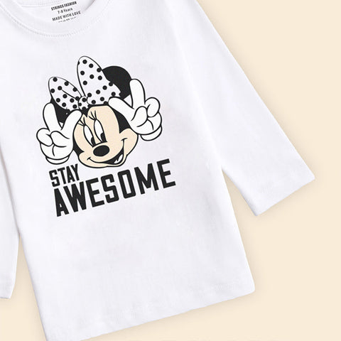 DIGITAL PRINTED STAY AWESOME SNOW-WHITE GIRLS LONG SLEEVE T.SHIRT