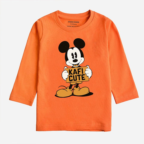 KAFI CUTE MOCK ORANGE GIRLS LONG SLEEVE T-SHIRT