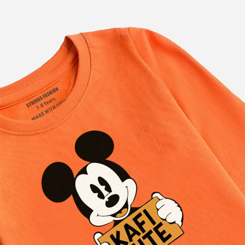 KAFI CUTE MOCK ORANGE GIRLS LONG SLEEVE T-SHIRT