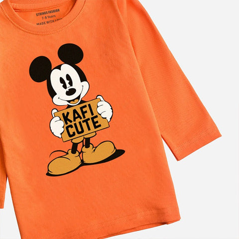 KAFI CUTE MOCK ORANGE GIRLS LONG SLEEVE T-SHIRT