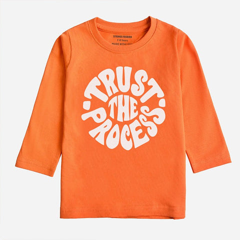 DIGITAL PRINTED TRUST PROCESS MOCK ORANGE GIRLS LONG SLEEVE T.SHIRT